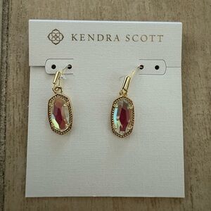 Brand New Kendra Scott Lee Gold Drop Earrings in Dichroic Glass